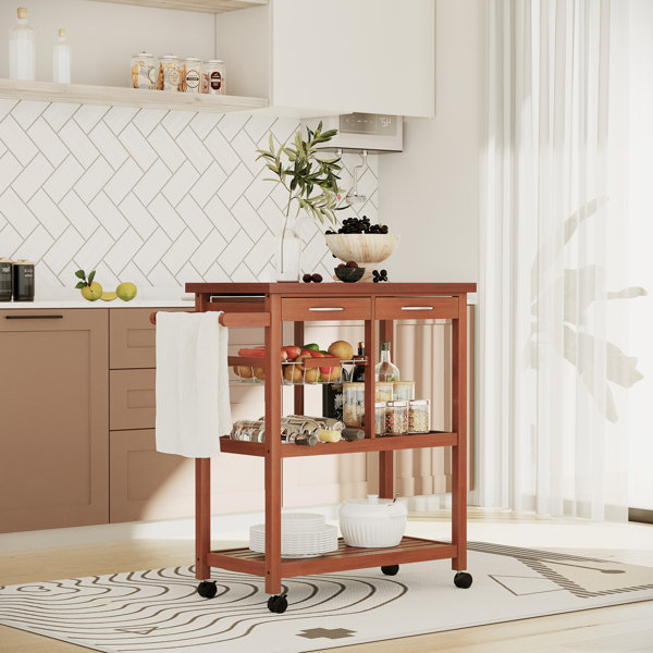 Symple Stuff Solid Wood Kitchen Cart Reviews Wayfair Canada   Solid Wood Kitchen Cart 